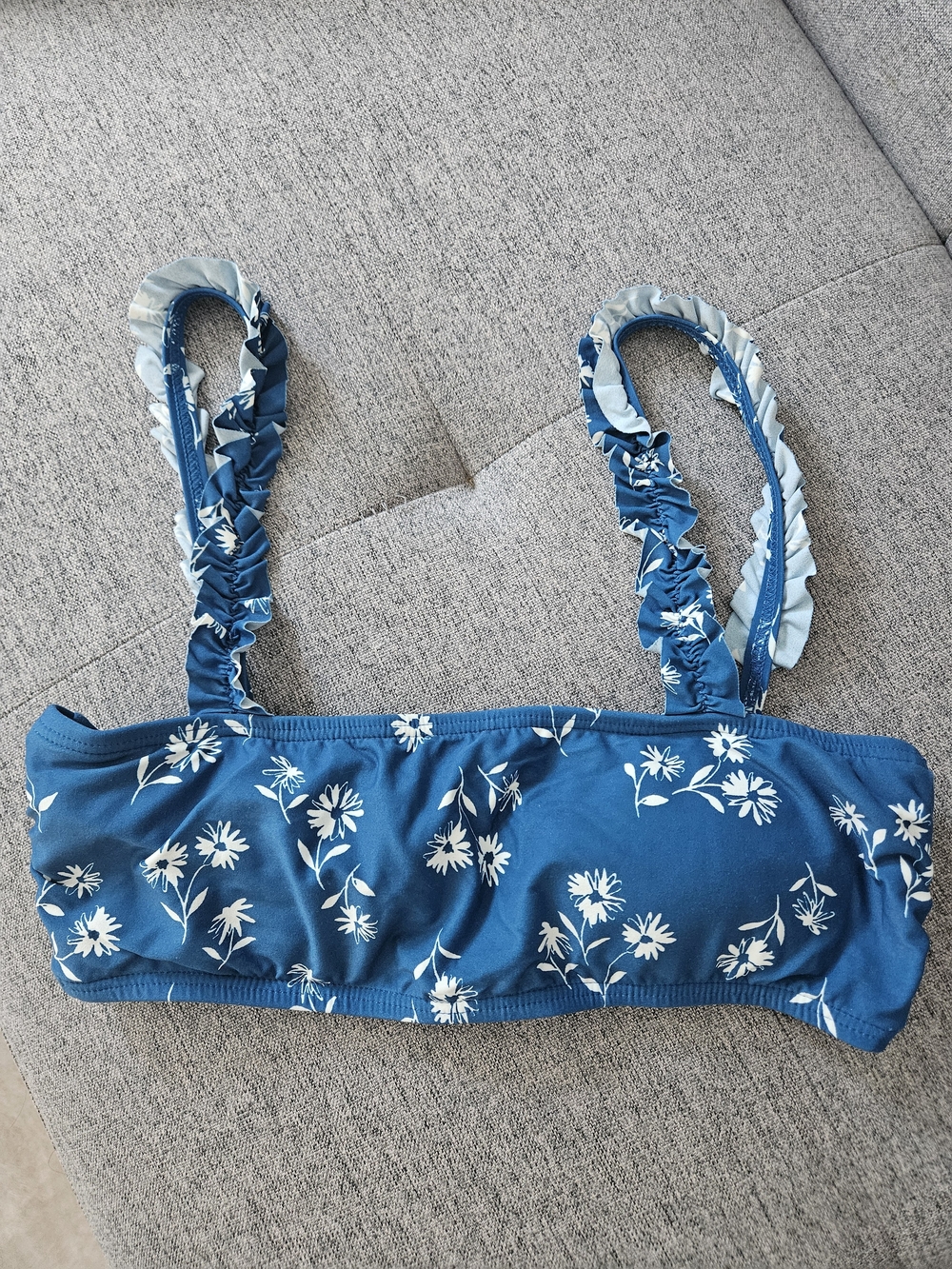 kate spade Blue Floral Ruffled-Strap Swim Bandeau Top And Bottoms